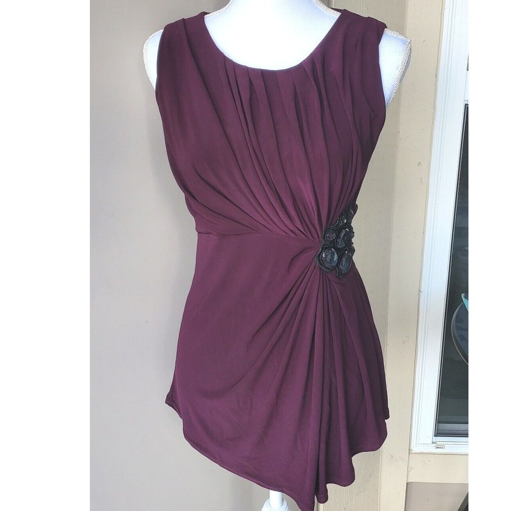 VTG Linda Segal Ruched Asymmetrical Embellished Cocktail Dress Womens Small Y2K